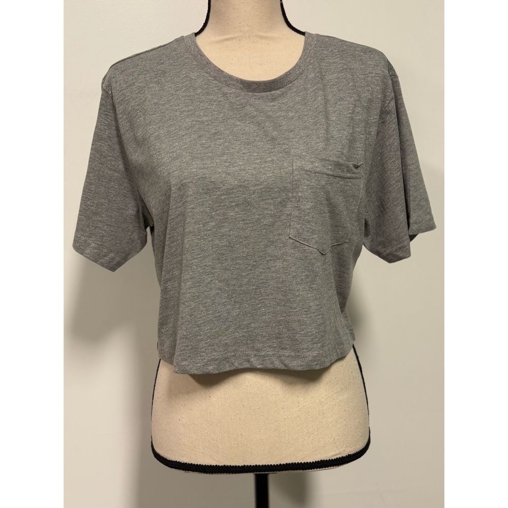 NWT Fashion Nova Elisa Relaxed Crop Tee Heather Gray Size M